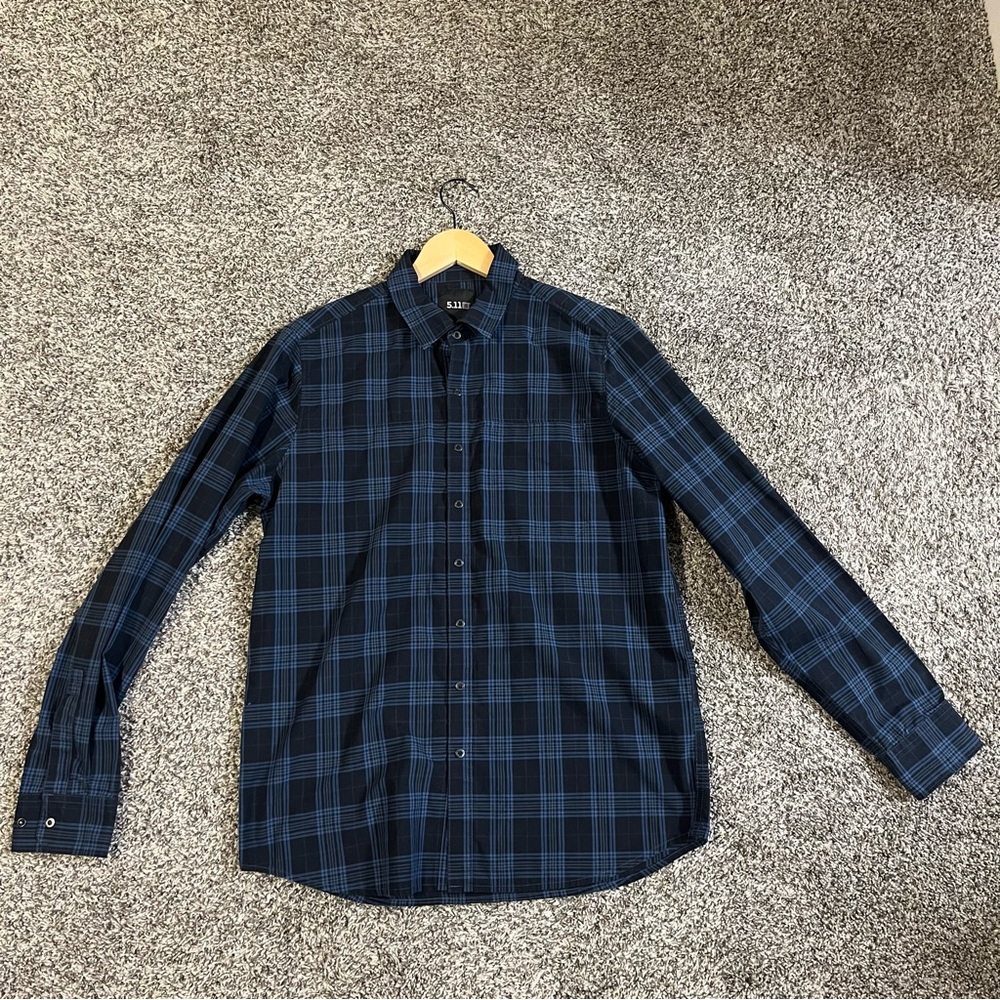 Blue Plaid Button-Up Shirt